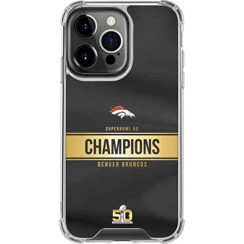 NFL Denver Broncos Super Bowl 50 Champions Black iPhone 16 Pro Clear Case